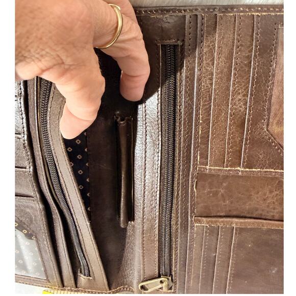 Cowhide Leather Checkbook/long wallet Turq/metallic hair on hide western boho - Picture 4 of 7